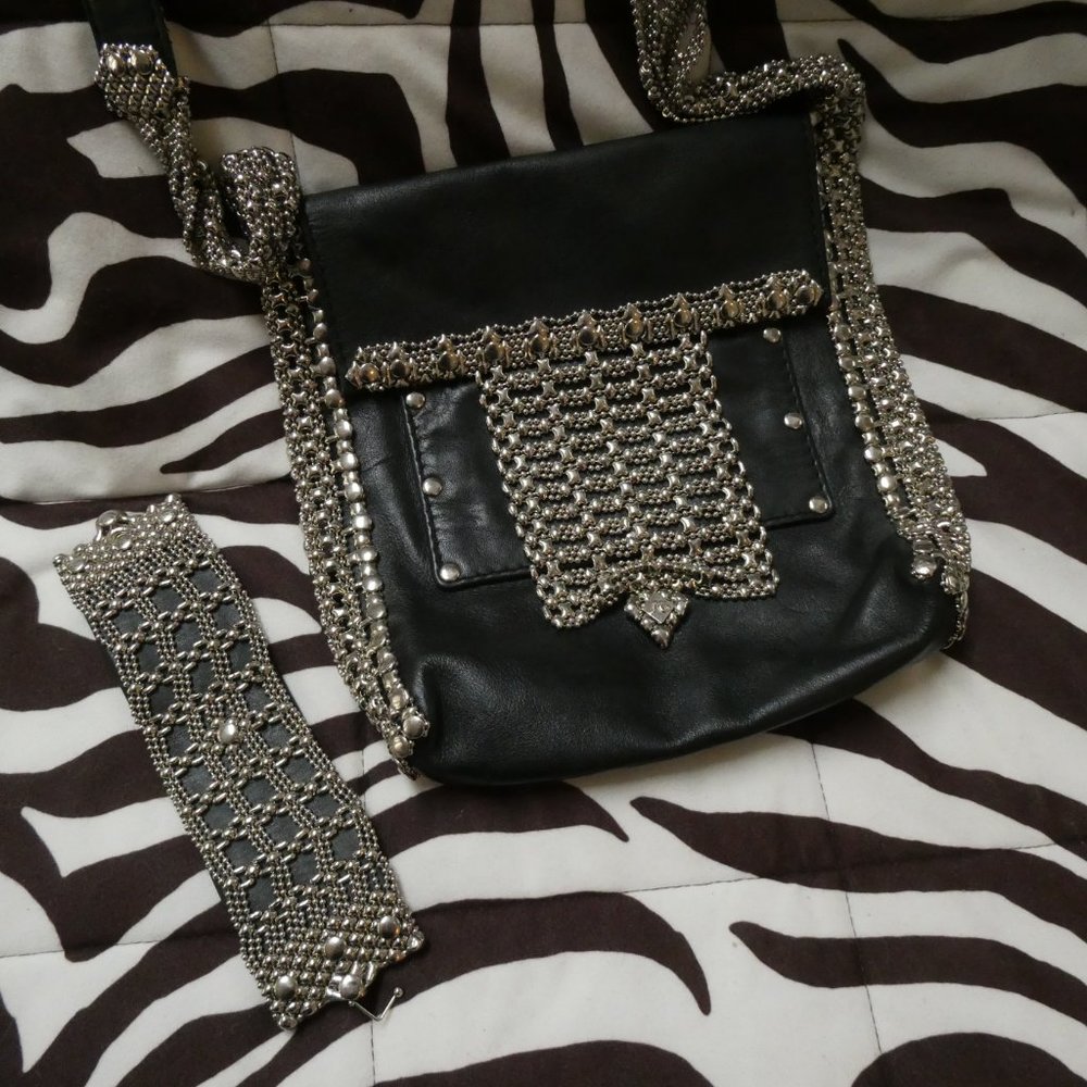 Leather Liquid Metal Purse & Bracelet